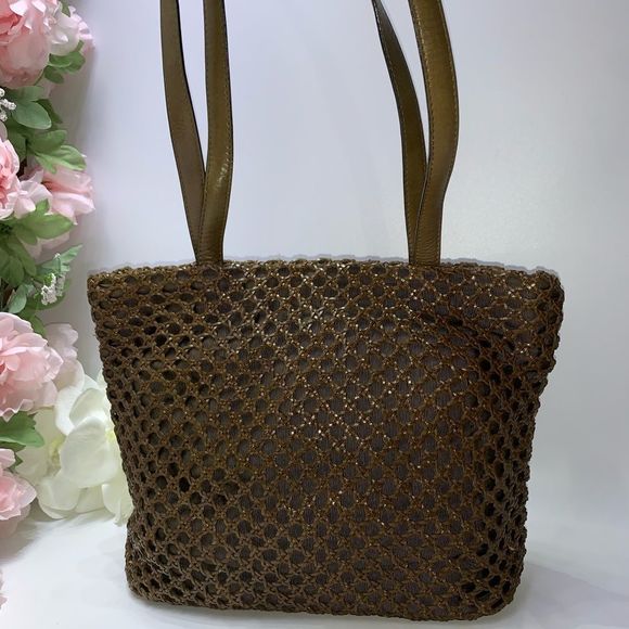 Fossil Brown Woven Tote Bag - Picture 3 of 13